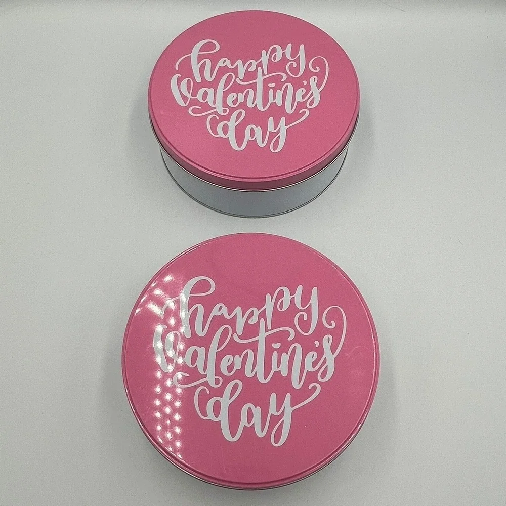 Made For Retail Cookie Tin Set 2 Unisex OS Pink NWOT Valentines Day Round